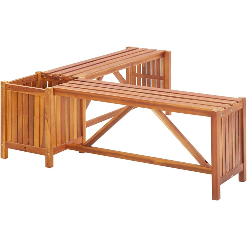 Solid Acacia Wood Garden Bench with Planter