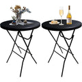 Black 32‑Inch Round Bar‑Height Folding Table 2 Pack
