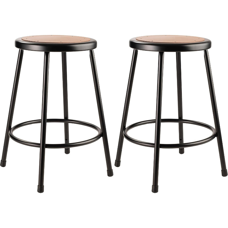 Black Steel Backless Counter Stools Set of 2, 24"