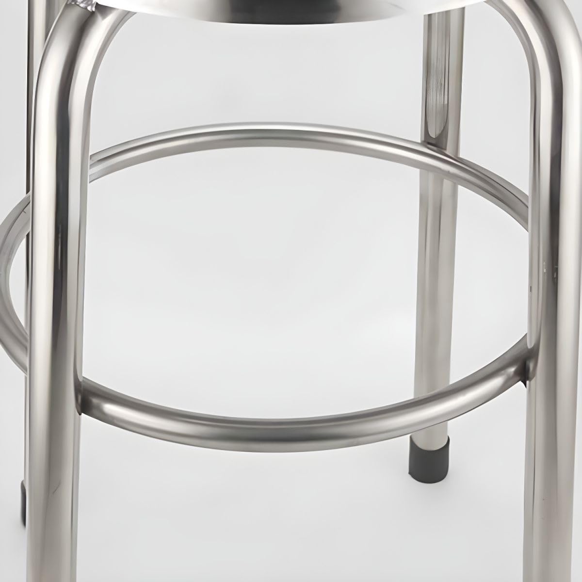 Silver Stainless‑Steel Backless Counter Stools Set of 2, 23.5"