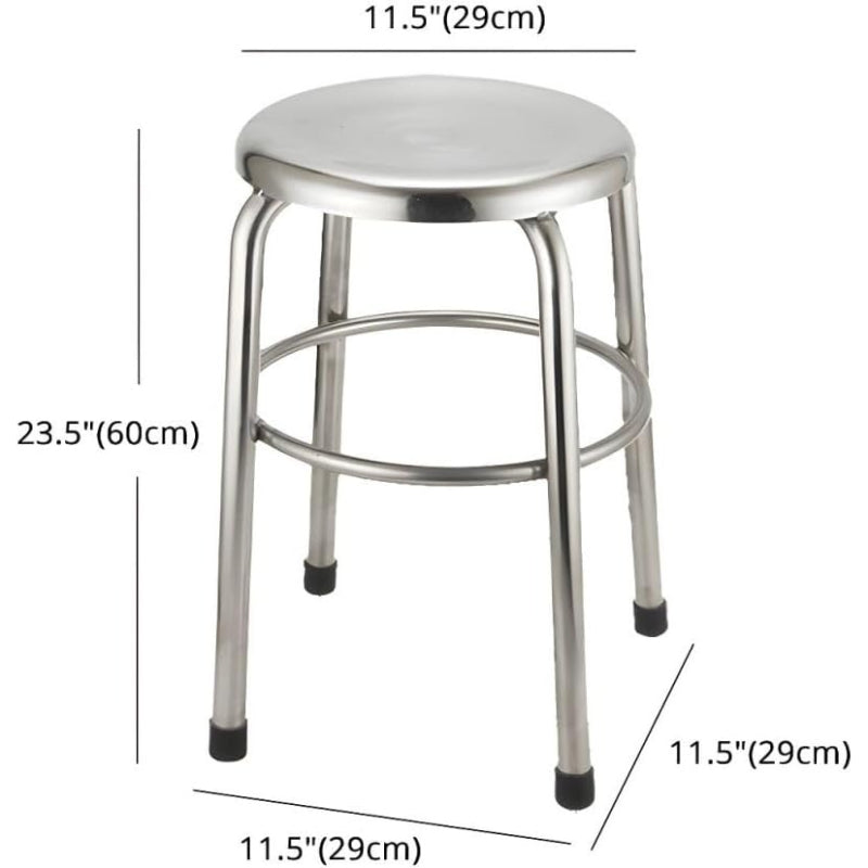 Silver Stainless‑Steel Backless Counter Stools Set of 2, 23.5"