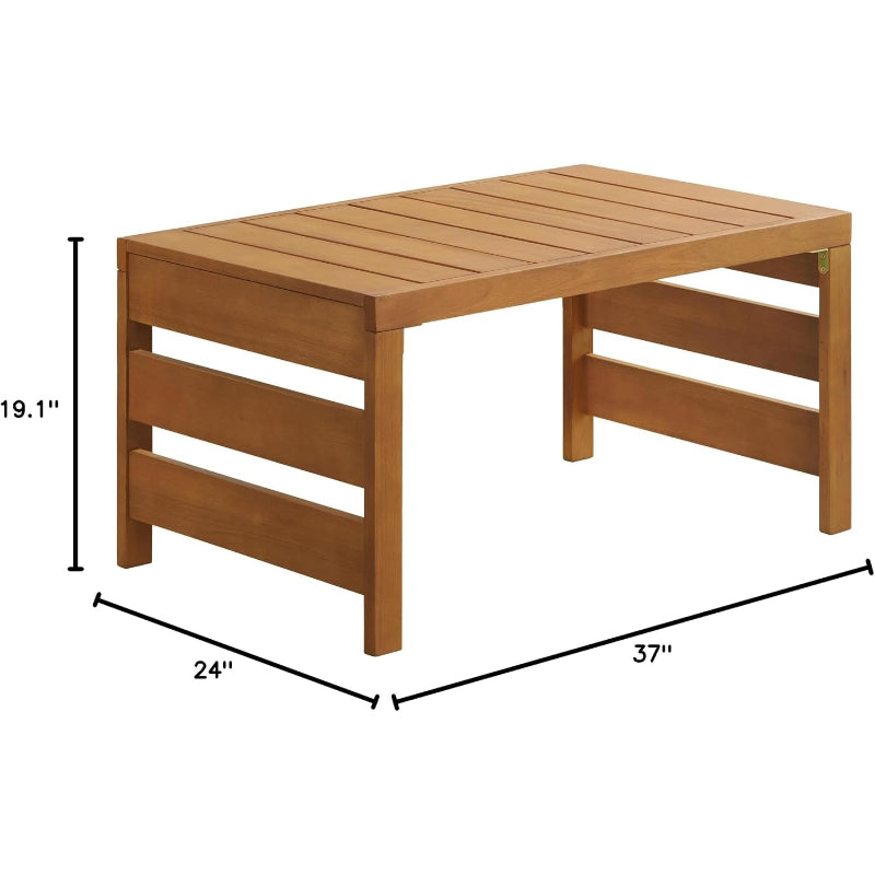 Brown Eucalyptus Wood Outdoor Coffee Table
