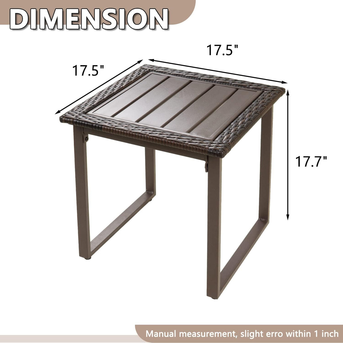 Brown Square Wicker Outdoor Side Table Set of 2