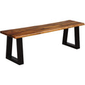 57.5" Live‑Edge Acacia Wood Backless Bench, Metal Legs