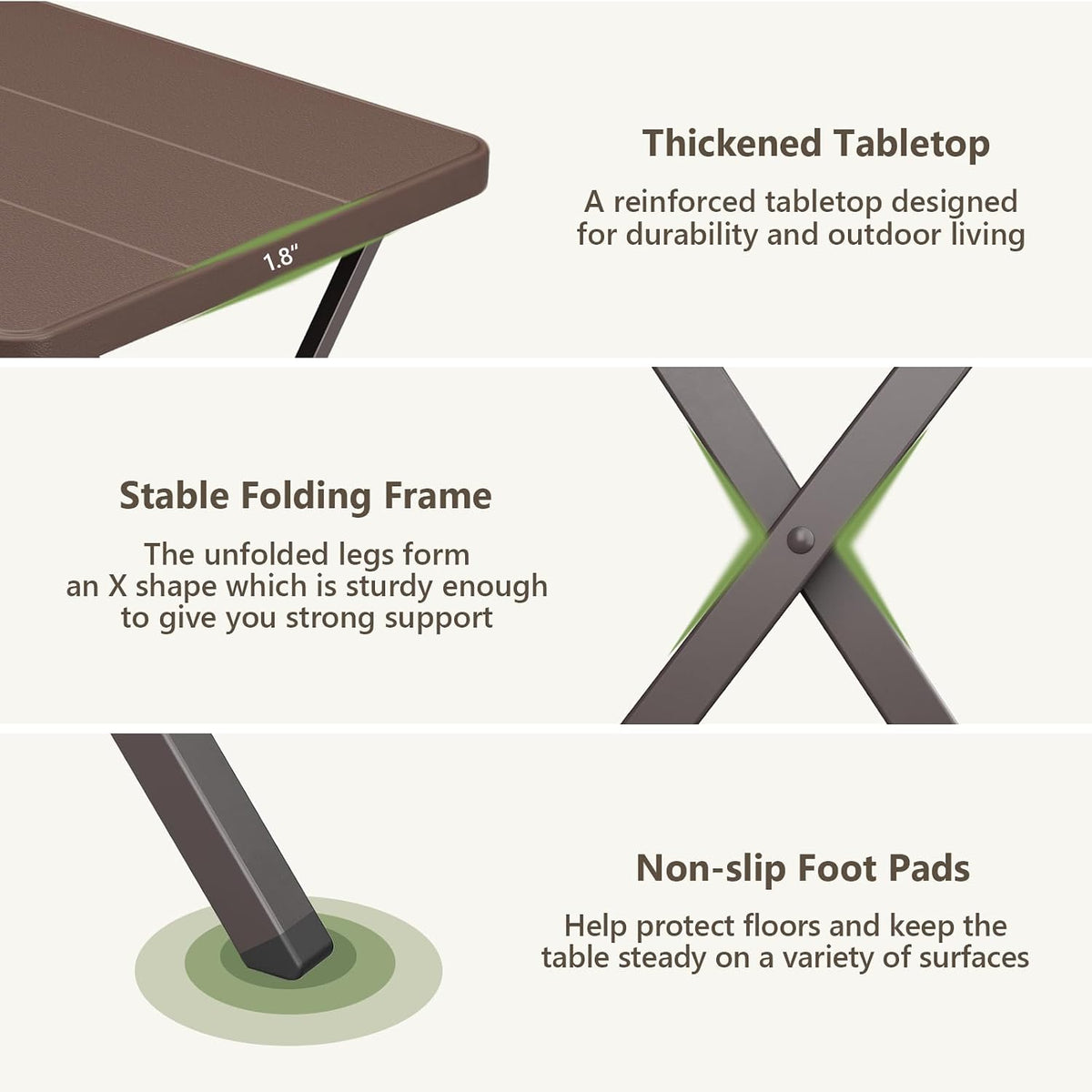Portable Square Folding Table Heavy‑Duty Steel Frame