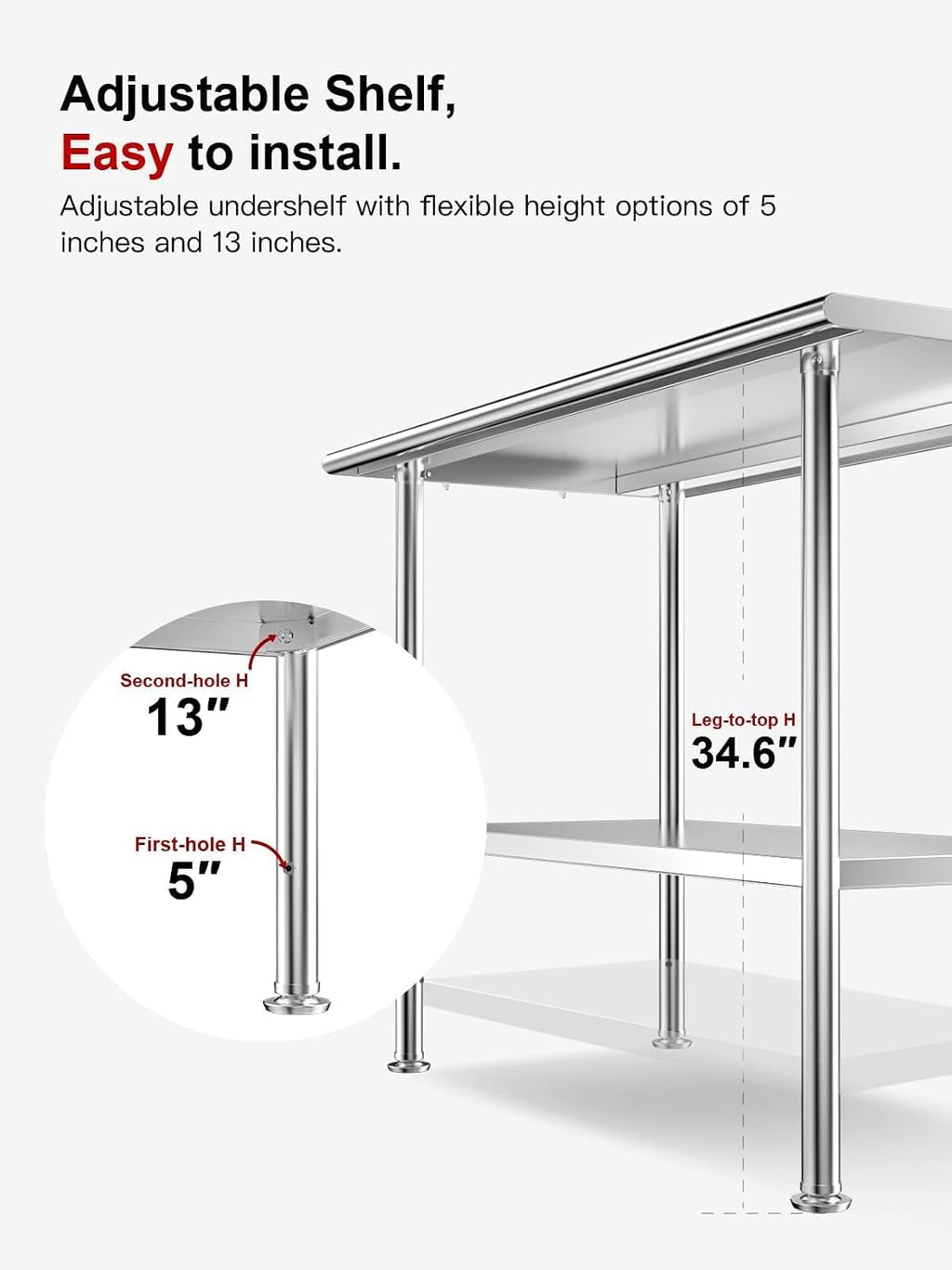 Stainless Steel Prep Table 24×48‑Inch with Backsplash