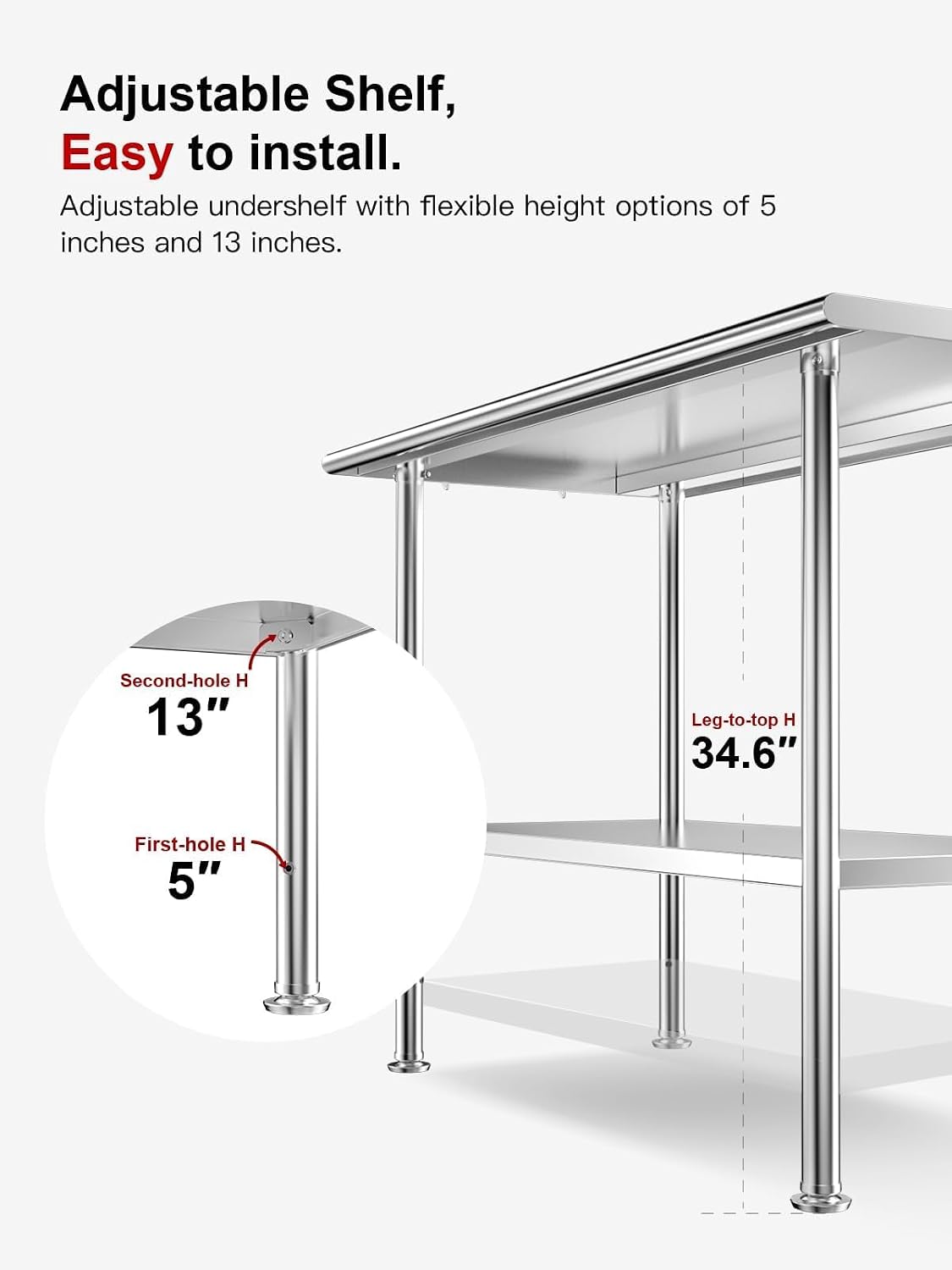 Stainless Steel Prep Table 24×48‑Inch with Backsplash