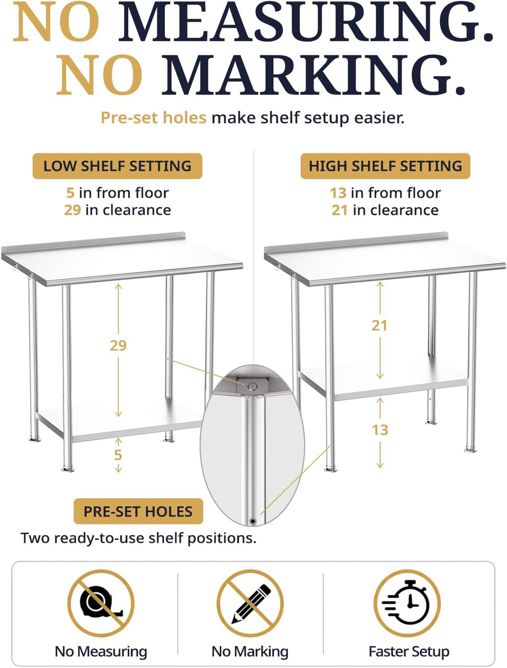 Stainless Steel Prep Table 24×48‑Inch with Backsplash