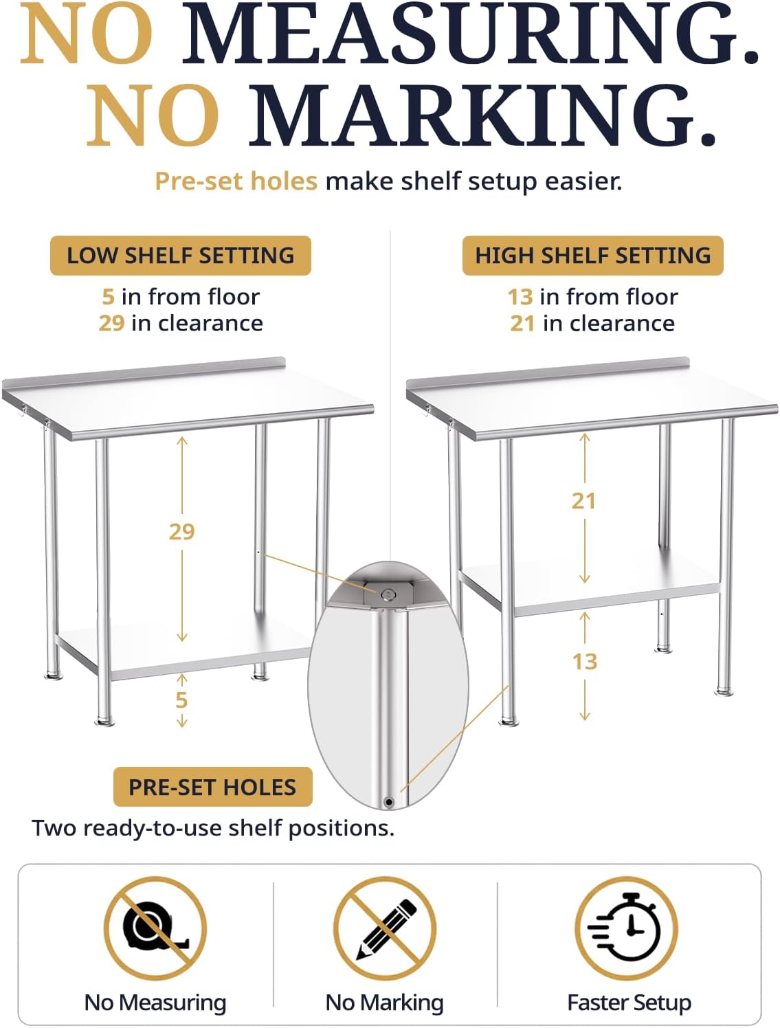 Stainless Steel Prep Table 24×48‑Inch with Backsplash