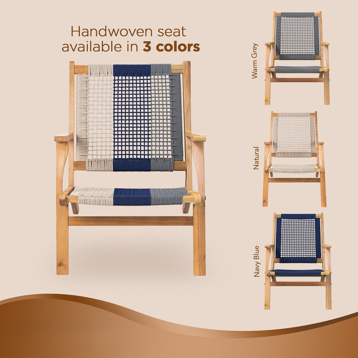 Acacia Wood Outdoor Reclining Armchair