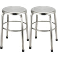 Silver Stainless‑Steel Backless Counter Stools Set of 2, 23.5"