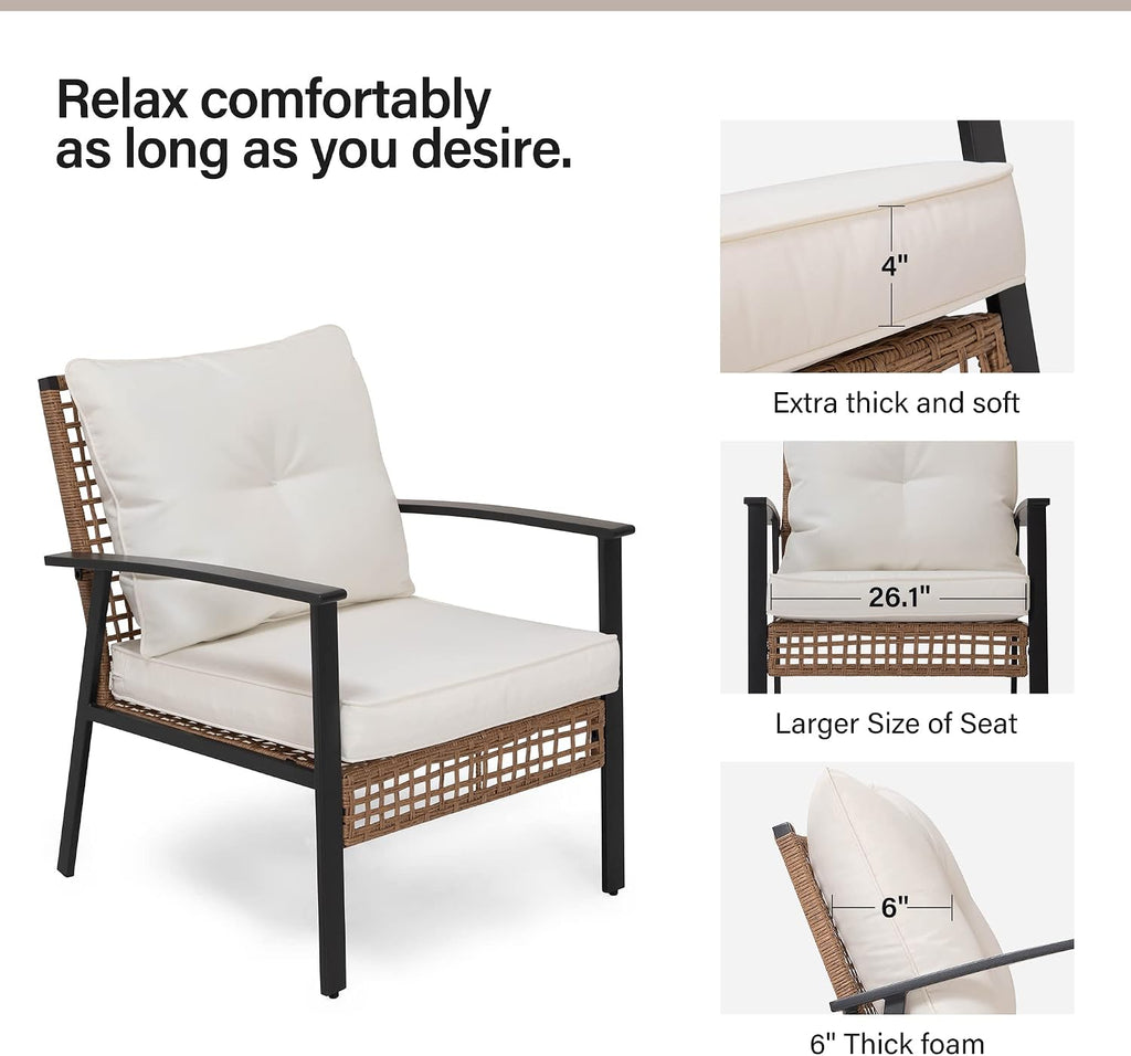 Home Beige Rattan Outdoor Bistro Set of 2