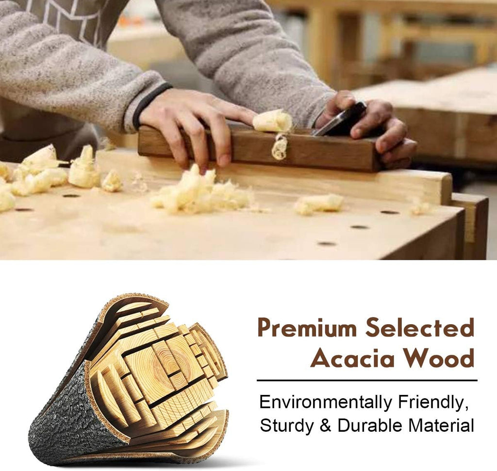 57.5" Live‑Edge Acacia Wood Backless Bench, Metal Legs