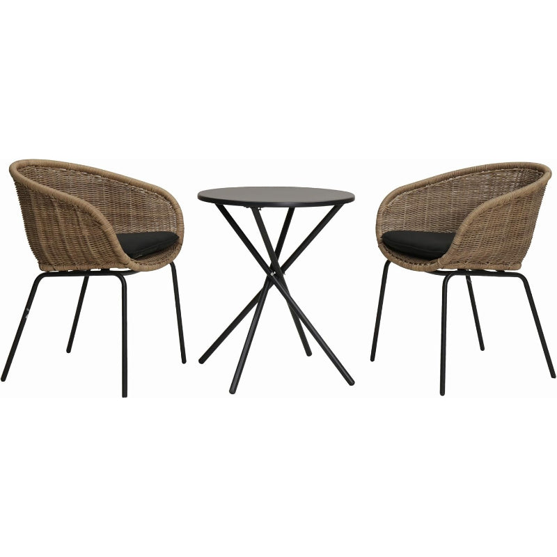 Wicker Bucket Patio Dining Chairs Set of 2 with Cushions