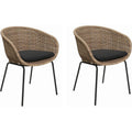 Wicker Bucket Patio Dining Chairs Set of 2 with Cushions