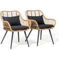 Black Wicker Patio Dining Chairs Set of 2