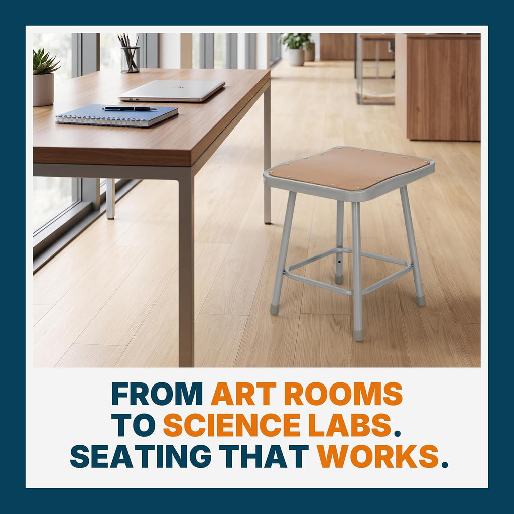 Gray‑Frame Masonite Wood Square Stools Set of 2, 18"