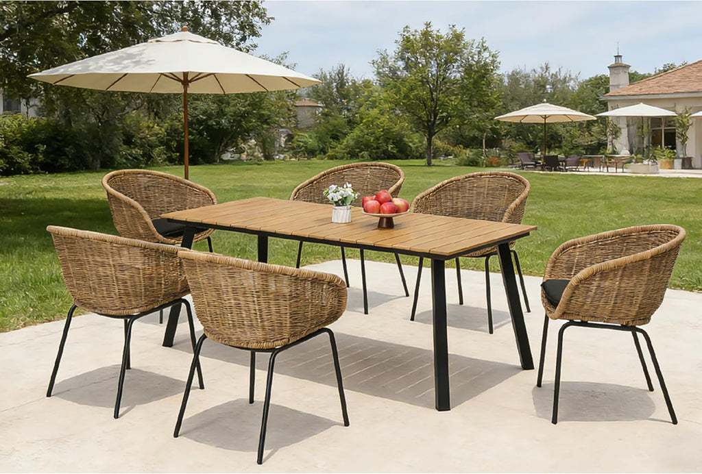 Wicker Bucket Patio Dining Chairs Set of 2 with Cushions