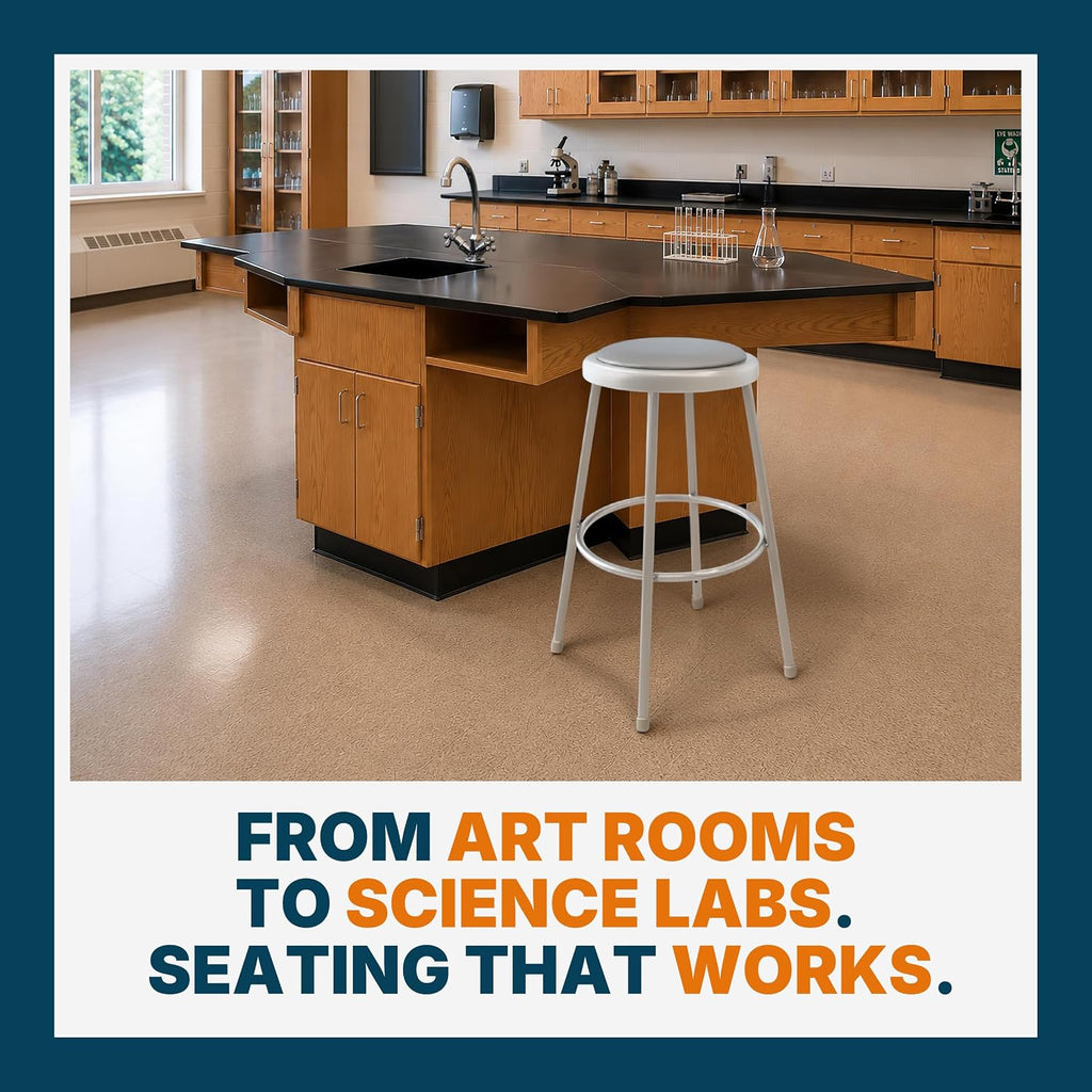 Grey‑Frame Vinyl Padded Round Stools Set of 2, 18"