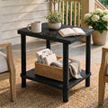 Black 2‑Tier Square Bamboo Outdoor Side Table