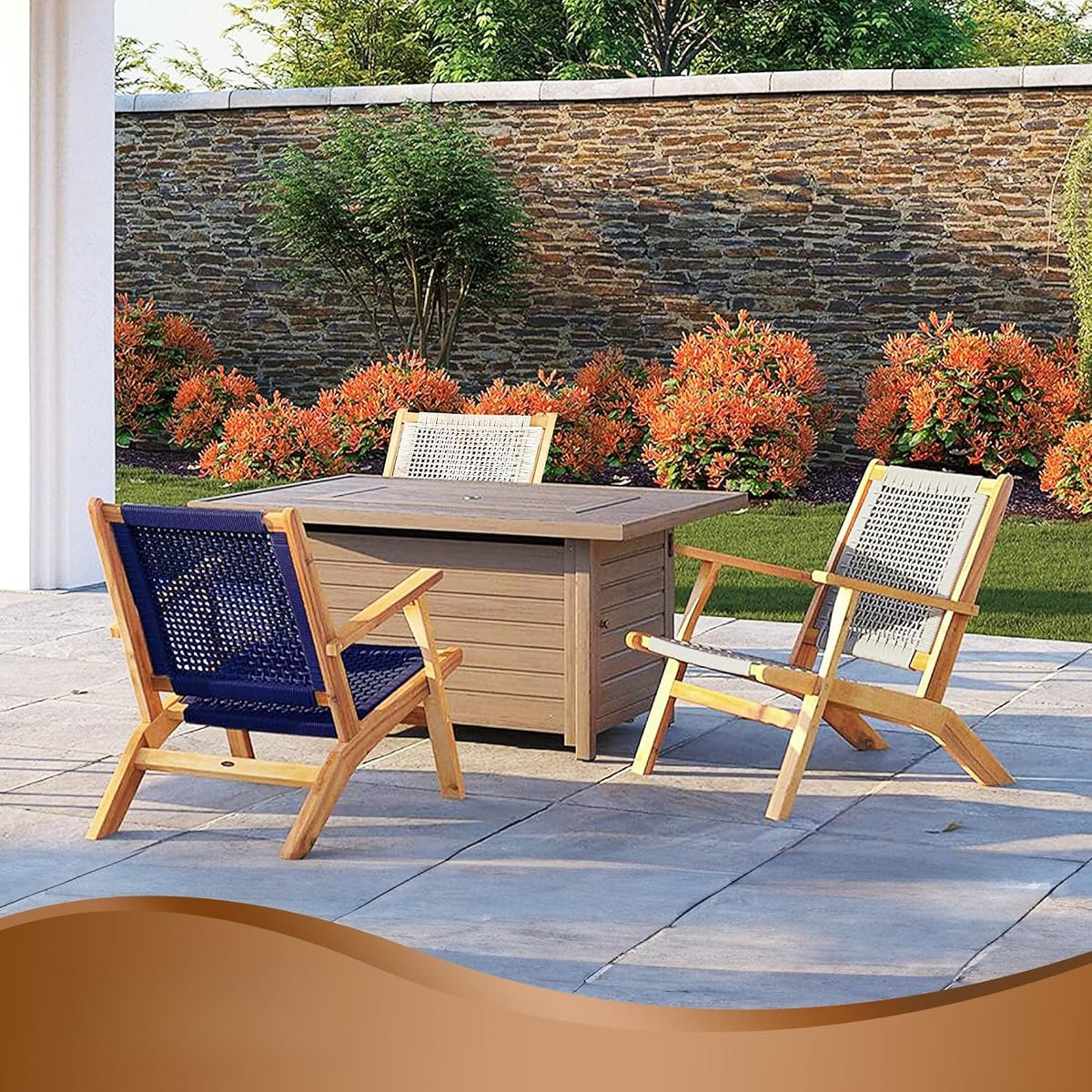 Acacia Wood Outdoor Reclining Armchair