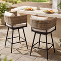 Rattan Swivel Outdoor Bar Stools Set of 2