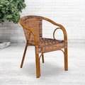 Brown Rattan Patio Chair with Dark Red Bamboo