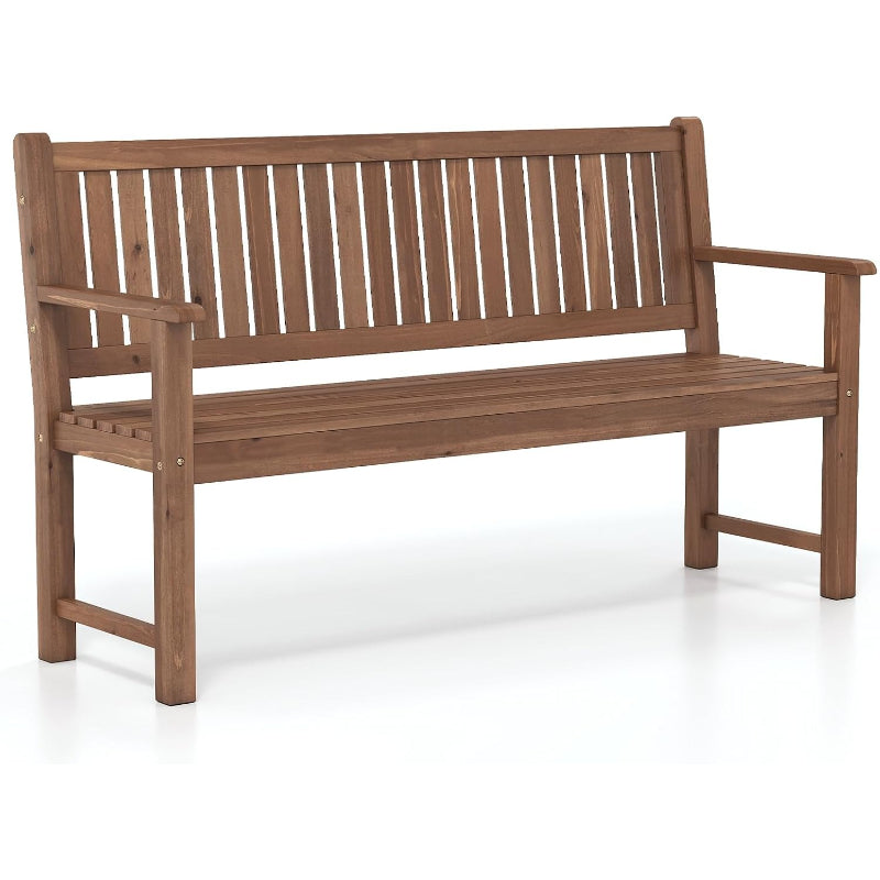 Brown Fir‑Wood 3‑Seater Outdoor Bench, 59"