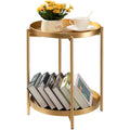 Gold 2‑Tier Round Folding Side Table