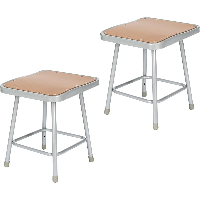 Gray‑Frame Masonite Wood Square Stools Set of 2, 18"