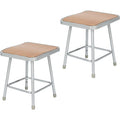 Gray‑Frame Masonite Wood Square Stools Set of 2, 18"