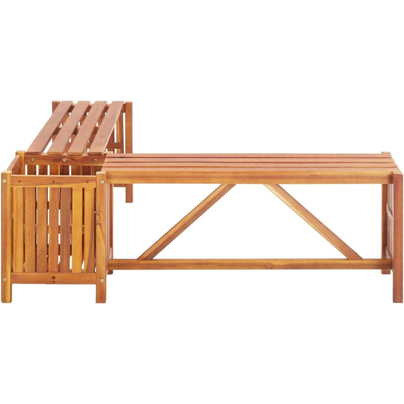 Solid Acacia Wood Garden Bench with Planter