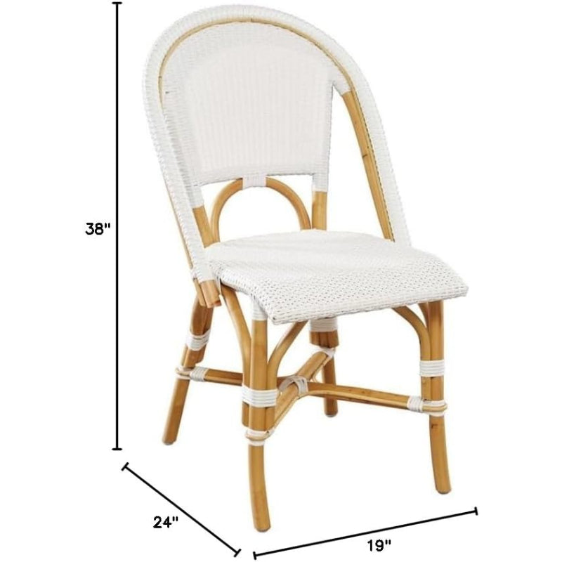 White Stackable Rattan Bistro Chair