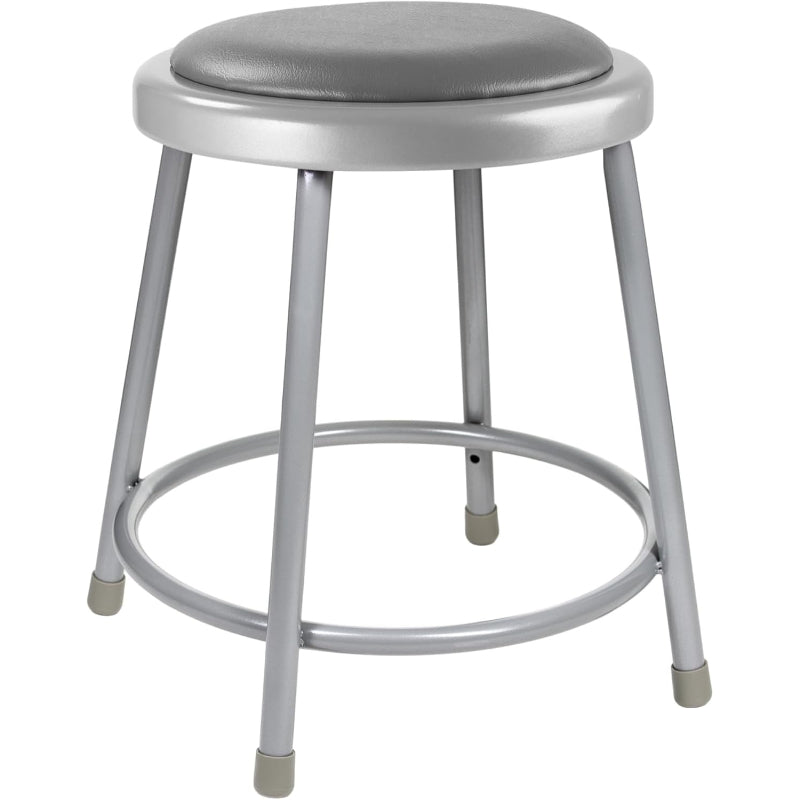 Grey‑Frame Vinyl Padded Round Stools Set of 2, 18"