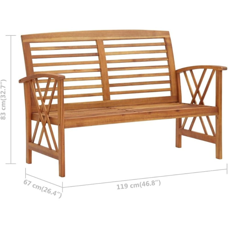 Oil‑Finished Acacia Wood Outdoor Bench, 46.9"