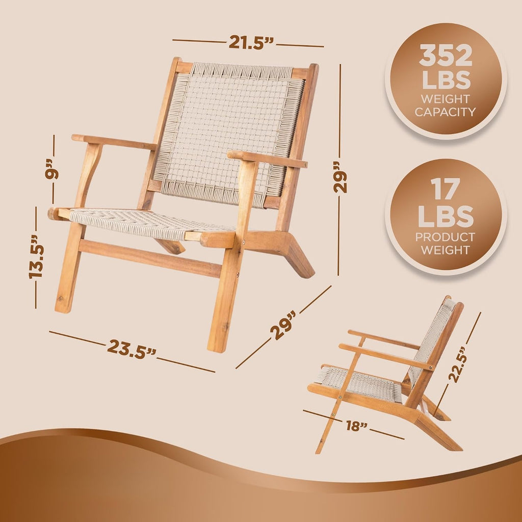 Acacia Wood Outdoor Reclining Armchair