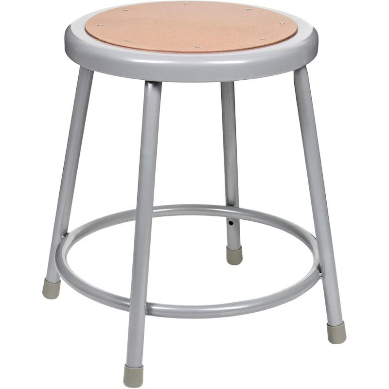 Grey‑Frame Masonite Round Steel Stools Set of 2, 18"