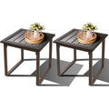 Brown Square Wicker Outdoor Side Table Set of 2