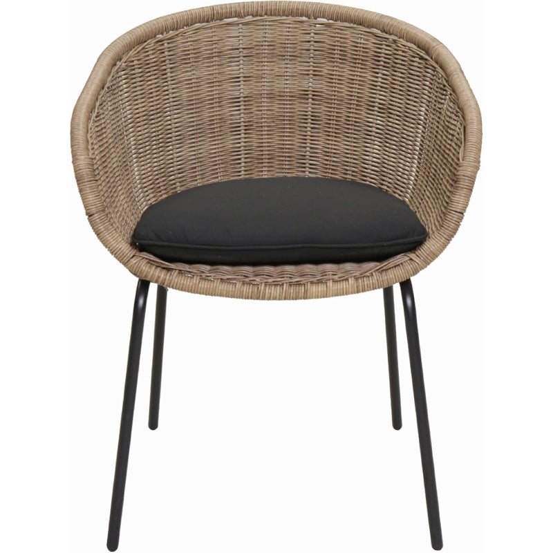 Wicker Bucket Patio Dining Chairs Set of 2 with Cushions