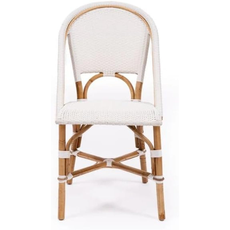 White Stackable Rattan Bistro Chair