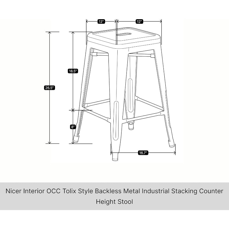 Metal Stackable Metal Counter Stools Set of 2