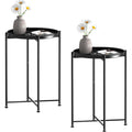 Round Tray Side Table Metal Frame 2Pcs