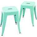 Mint‑Green Stackable Industrial Metal Stools Set of 2, 18"