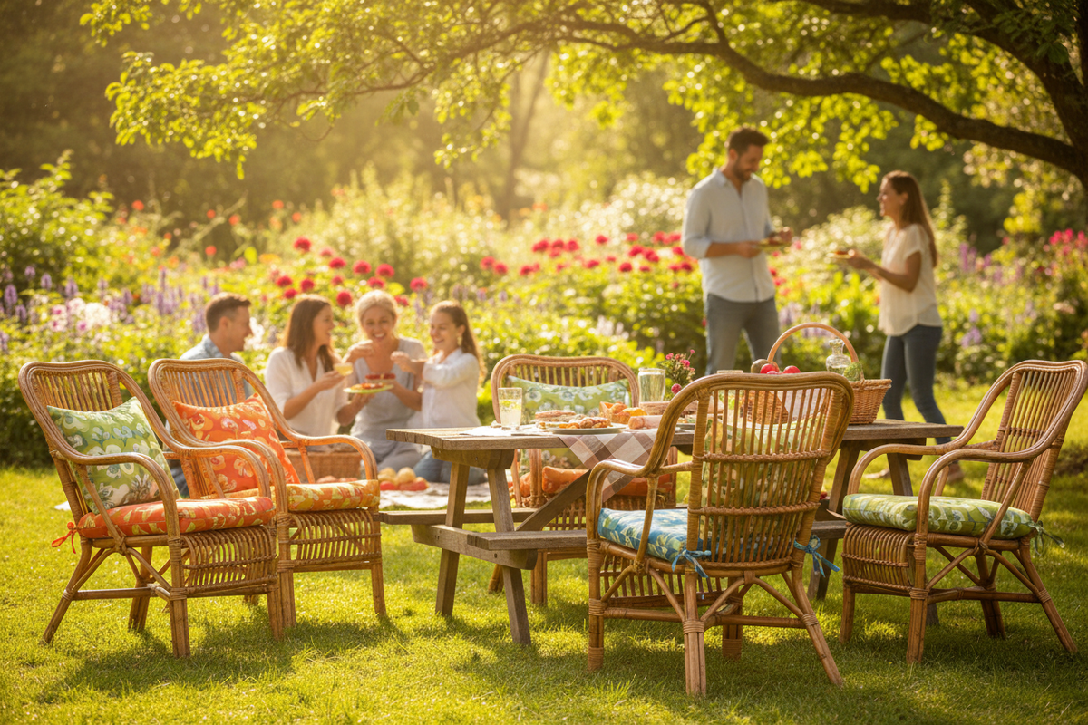 Fade-Stop Rattan Picnic Seats