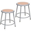 Grey‑Frame Masonite Round Steel Stools Set of 2, 18"