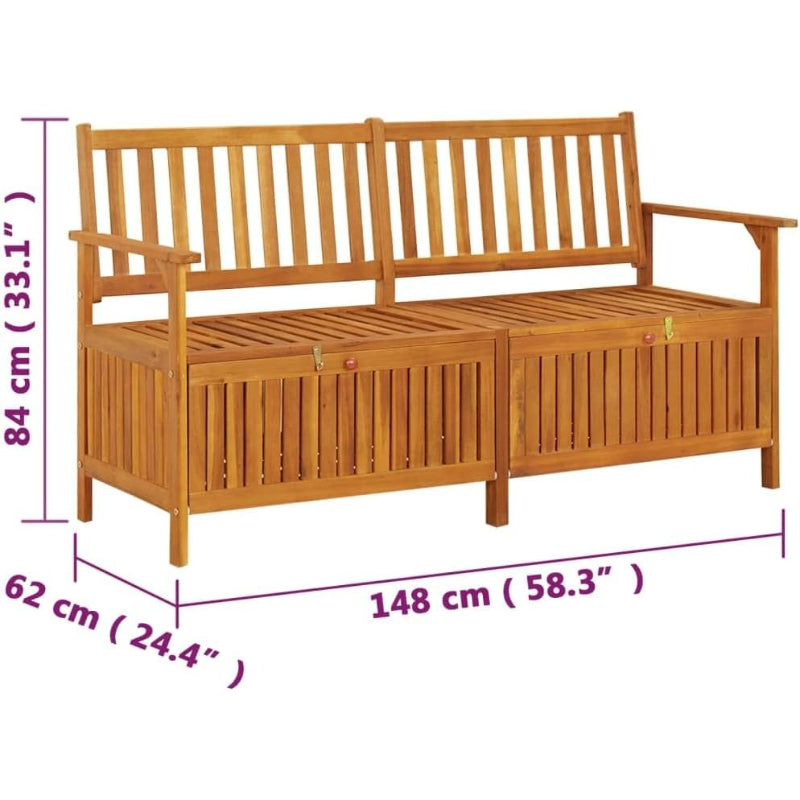 Brown Acacia Wood Indoor & Outdoor Storage Bench, 58.3"